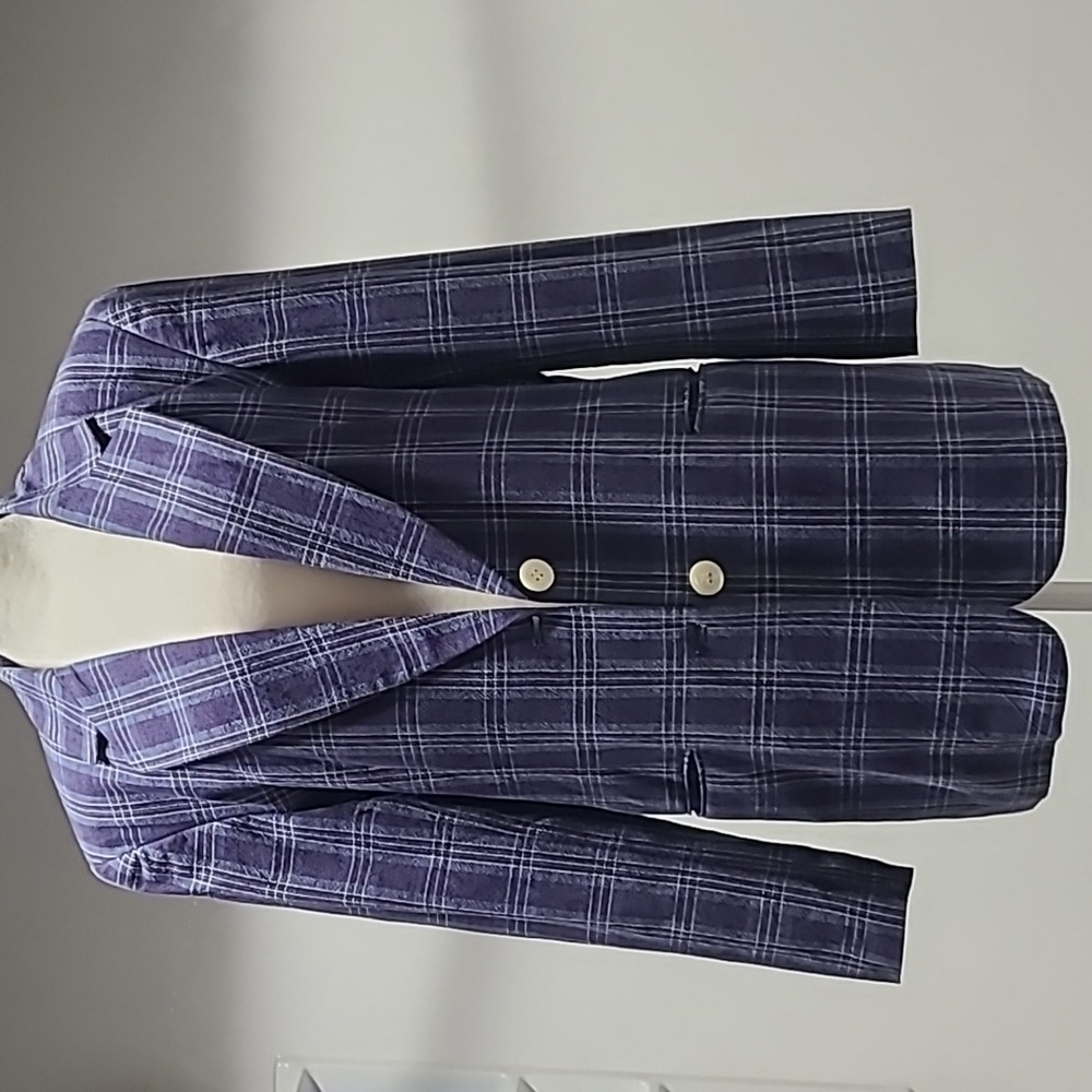JH Collectibles vintage 90s Plaid Unisex blue Jacket Blazer preppy size 8 - Picture 6 of 9
